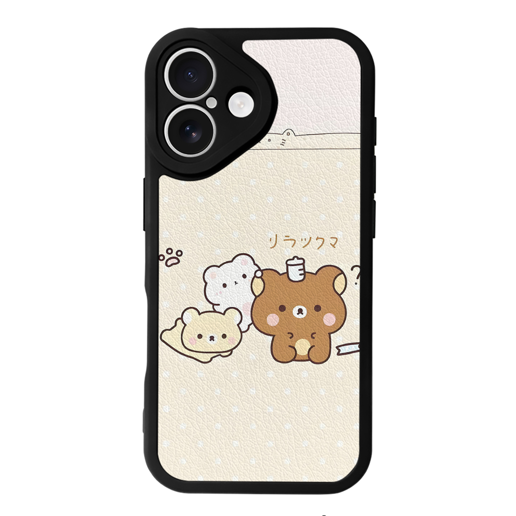 （画像用） リラックマ リラックマ キイロイトリ Rilakkuma Korilakkuma Kiiroitori 【iPhone 16シリーズ対応】シリコンスマホケース（レザー調） 材質：シリコン